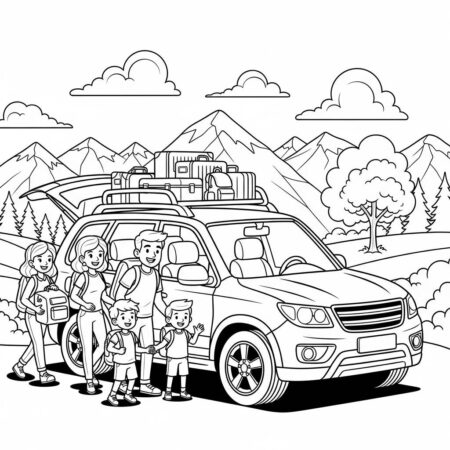 Carro de Passeio Familiar (Desenho para Colorir)