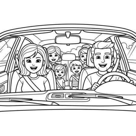 Carro de Passeio Familiar (Desenho para Colorir)