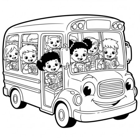 Carro de Transporte Escolar (Desenho para Colorir)