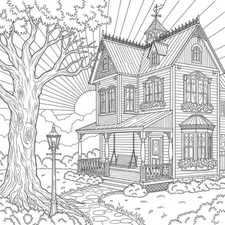 Casa Antiga com Detalhes (Desenho para Colorir)