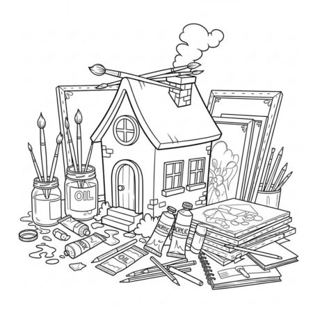 Casa de Artesanato (Desenho para Colorir)