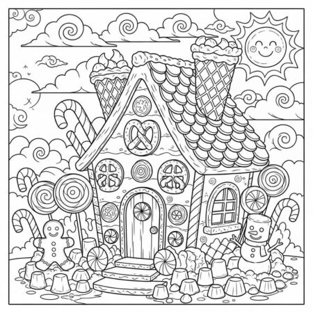 Casa de Chocolate (Desenho para Colorir)