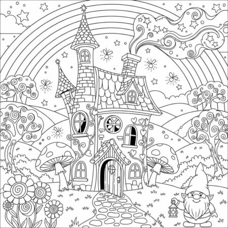 Casa de Conto de Fadas (Desenho para Colorir)