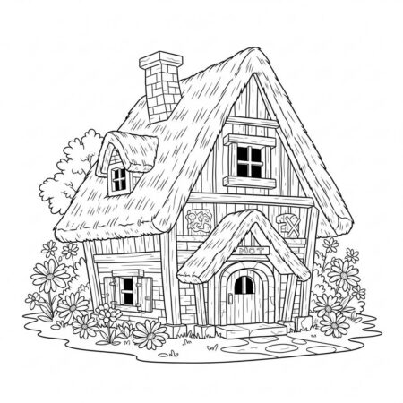 Casa de Conto de Fadas (Desenho para Colorir)