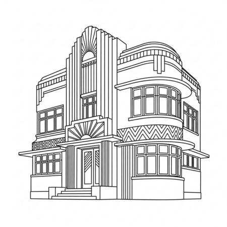 Casa de Estilo Art Deco (Desenho para Colorir)