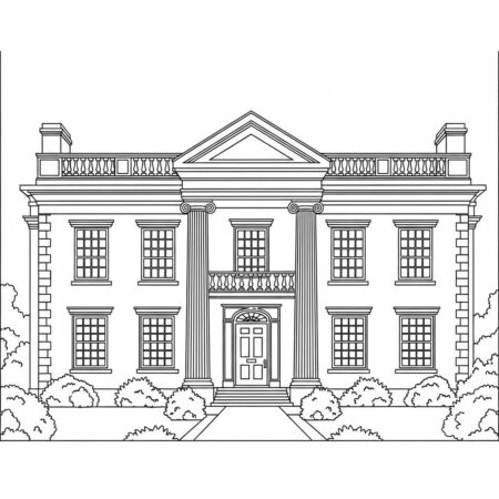 Casa de Estilo Colonial (Desenho para Colorir)