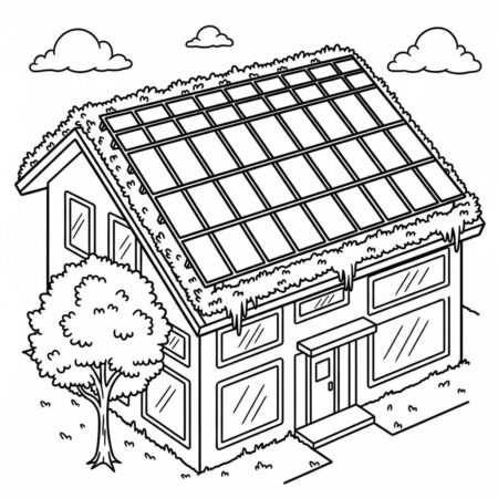 Casa de Estilo Eco Friendly (Desenho para Colorir)