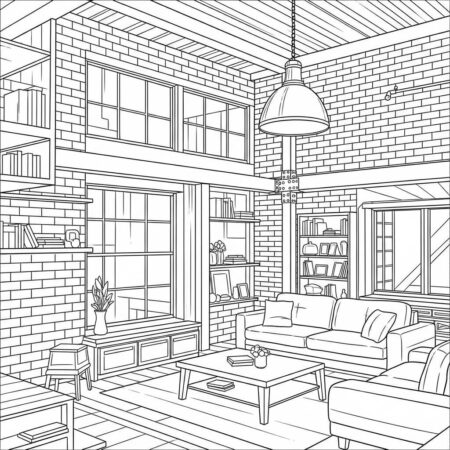 Casa de Estilo Industrial (Desenho para Colorir)