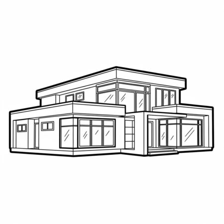 Casa de Estilo Minimalista (Desenho para Colorir)