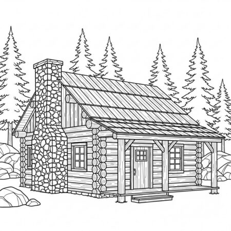 Casa de Estilo Rustico (Desenho para Colorir)