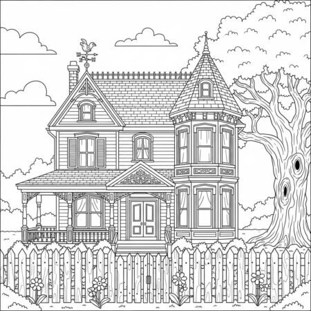 Casa de Estilo Vintage (Desenho para Colorir)