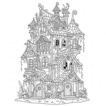 Casa de Fantasia (Desenho para Colorir)
