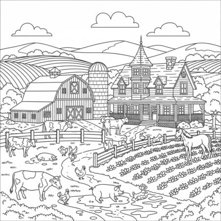 Casa de Fazenda (Desenho para Colorir)