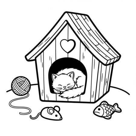 Casa de Gato (Desenho para Colorir)