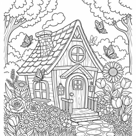 Casa de Jardim (Desenho para Colorir)