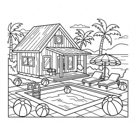 Casa de Verao (Desenho para Colorir)
