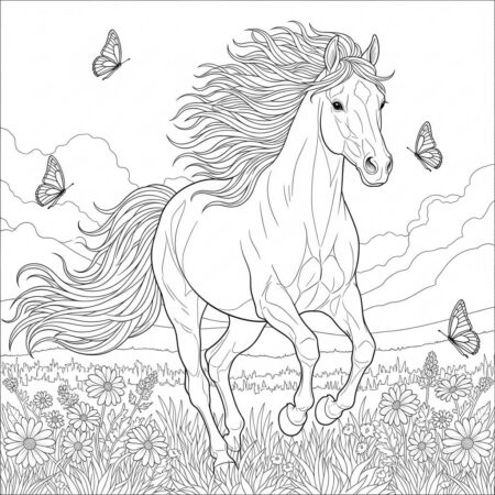 Cavalo Galopante (Desenho para Colorir)