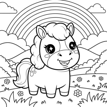 Cavalo Kawaii (Desenho para Colorir)