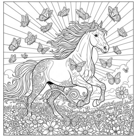 Cavalo Magico Galopando (Desenho para Colorir)