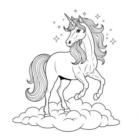 Cavalo Magico com Unicornio (Desenho para Colorir)