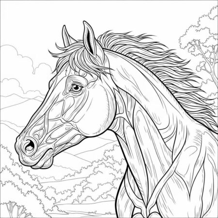 Cavalo Realista (Desenho para Colorir)