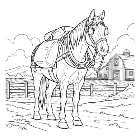 Cavalo de Carga (Desenho para Colorir)