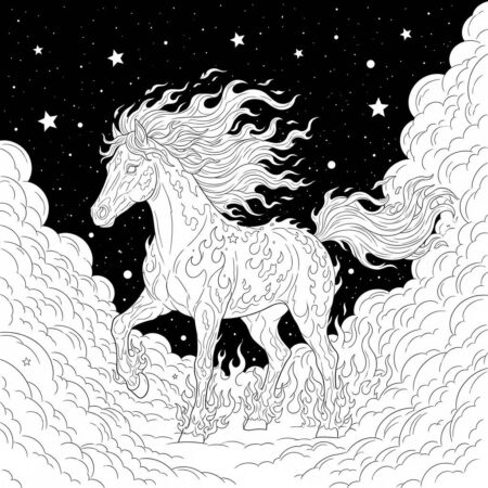 Cavalo de Fogo Fantasia (Desenho para Colorir)