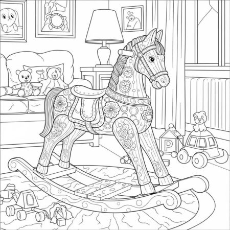 Cavalo de Madeira (Desenho para Colorir)