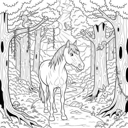 Cavalo e Aventura (Desenho para Colorir)
