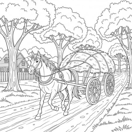 Cavalo e Carroca (Desenho para Colorir)