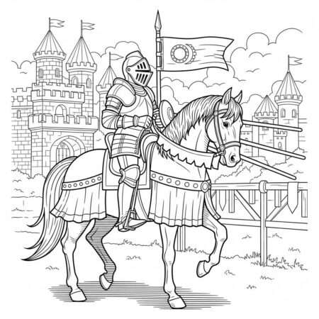 Cavalo e Cavaleiro (Desenho para Colorir)
