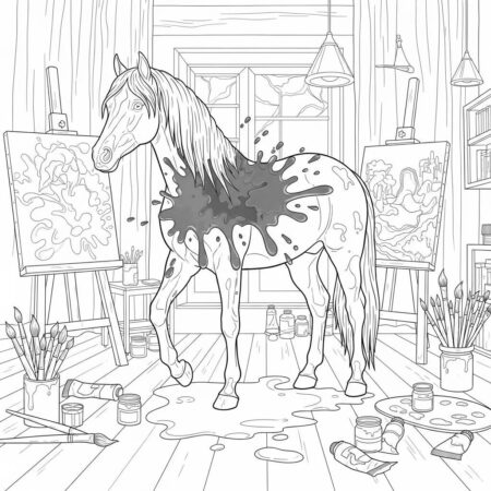 Cavalo e Cores (Desenho para Colorir)