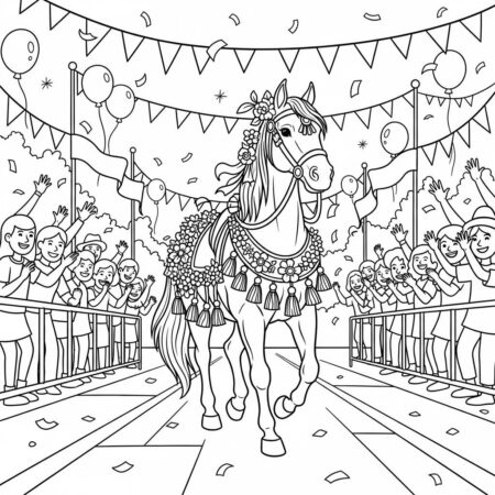 Cavalo e Festival (Desenho para Colorir)