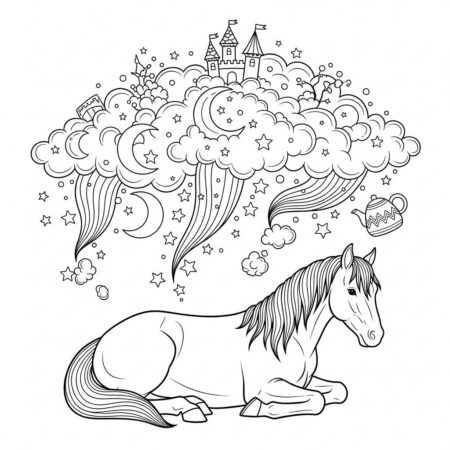 Cavalo e Sonhos (Desenho para Colorir)