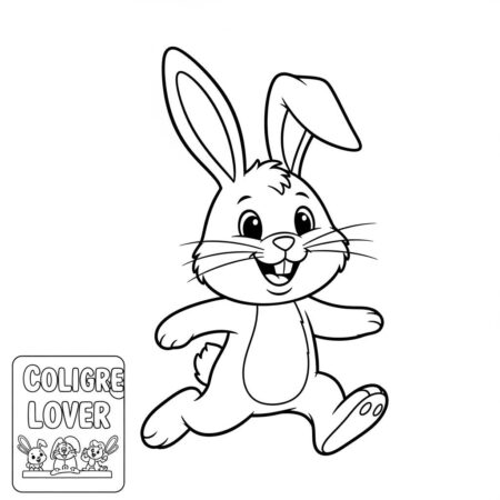 Coelhinho Kawaii Saltando (Desenho para Colorir)