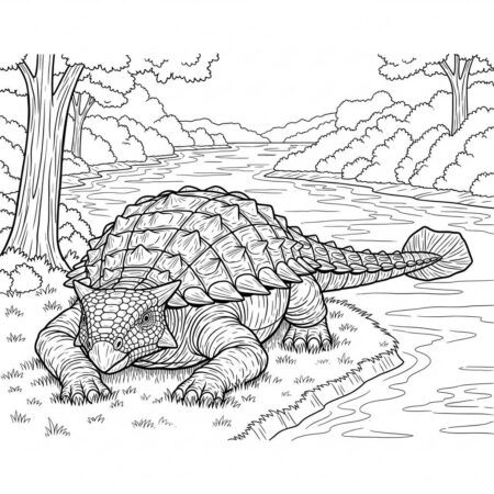 Dinossauro Ankylossauro Blindado (Desenho para Colorir)