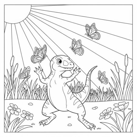 Dinossauro Compsognato Bonitinho (Desenho para Colorir)