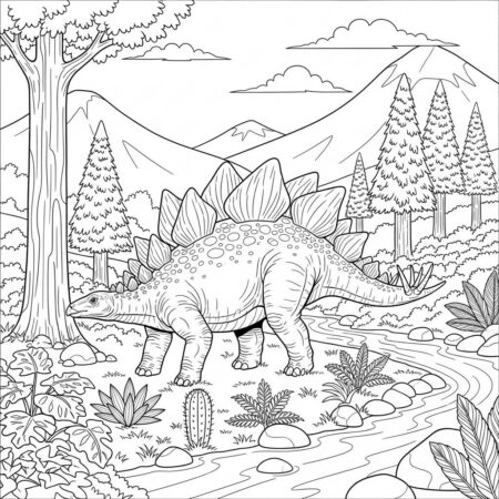 Dinossauro Estegossauro Espinhoso (Desenho para Colorir)