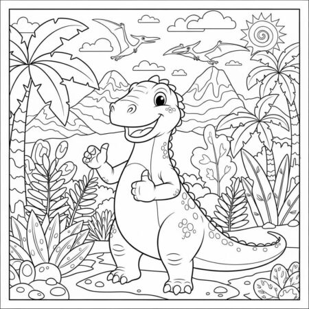 Dinossauro Iguanodonte Amigavel (Desenho para Colorir)
