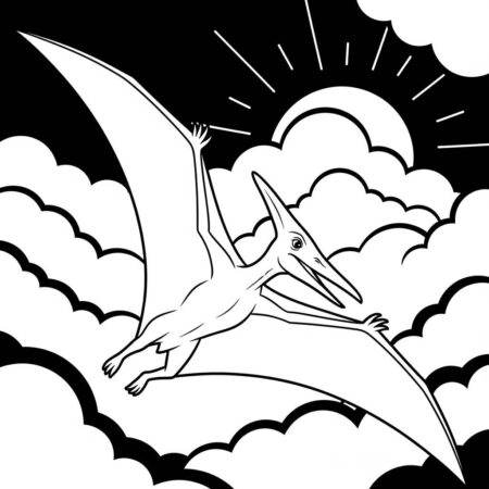 Dinossauro Pterodactilo Voador (Desenho para Colorir)
