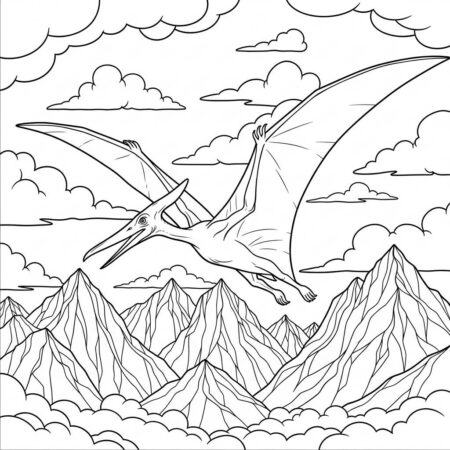 Dinossauro Pterodactilo Voando (Desenho para Colorir)