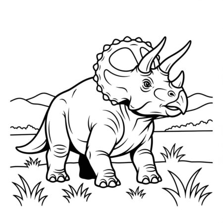 Dinossauro Triceratopo Forte (Desenho para Colorir)