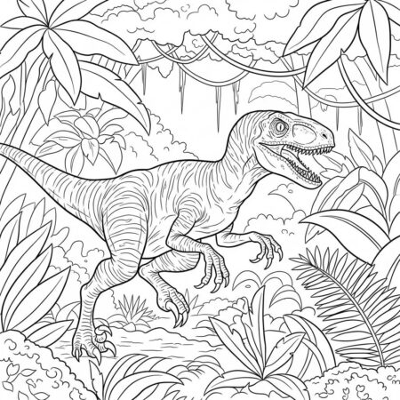Dinossauro Velociraptor Rapido (Desenho para Colorir)