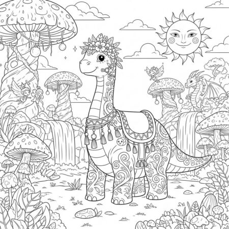 Dinossauro de Fantasia (Desenho para Colorir)