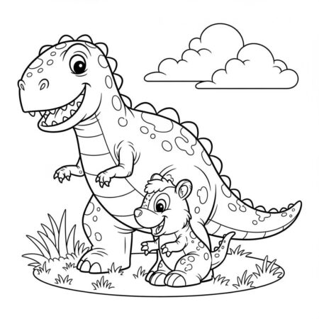 Dinossauro e seu Amigo (Desenho para Colorir)