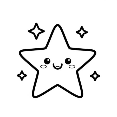 Estrela Kawaii Brilhando (Desenho para Colorir)