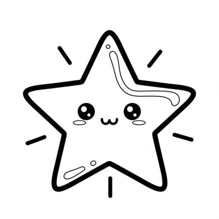 Estrela Kawaii Brilhante (Desenho para Colorir)