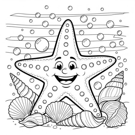 Estrela do Mar Divertida (Desenho para Colorir)
