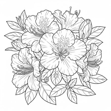 Flor de Azaleia (Desenho para Colorir)