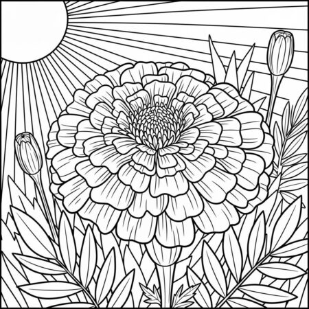 Flor de Calendula (Desenho para Colorir)